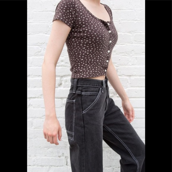 Brandy Melville Tops Brandy Melville Brown Floral Zelly Top Poshmark